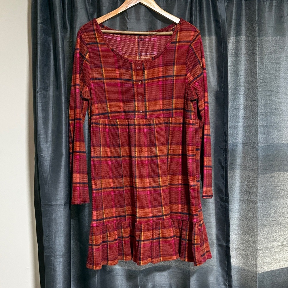 SO Multicolor Plaid Knit Dress